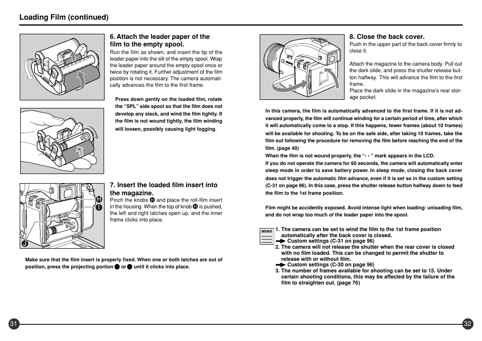 Loading film (continued) | Mamiya 645 AFD III User Manual | Page 17 / 56