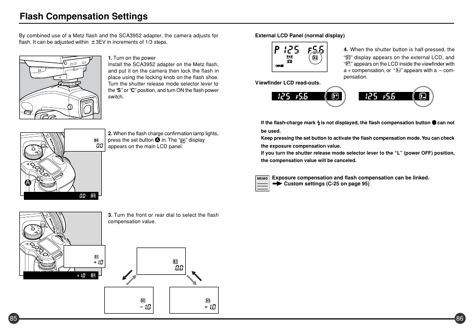 Flash compensation settings | Mamiya 645 AFD III User Manual | Page 44 / 56