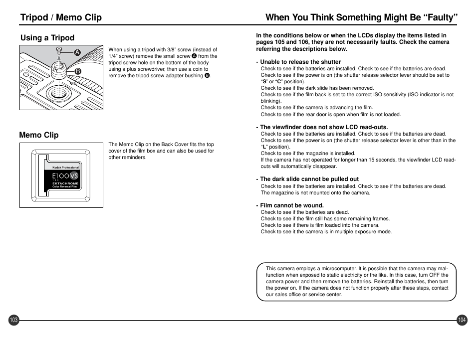 When you think something might be “faulty, Using a tripod | Mamiya 645 AFD III User Manual | Page 53 / 56