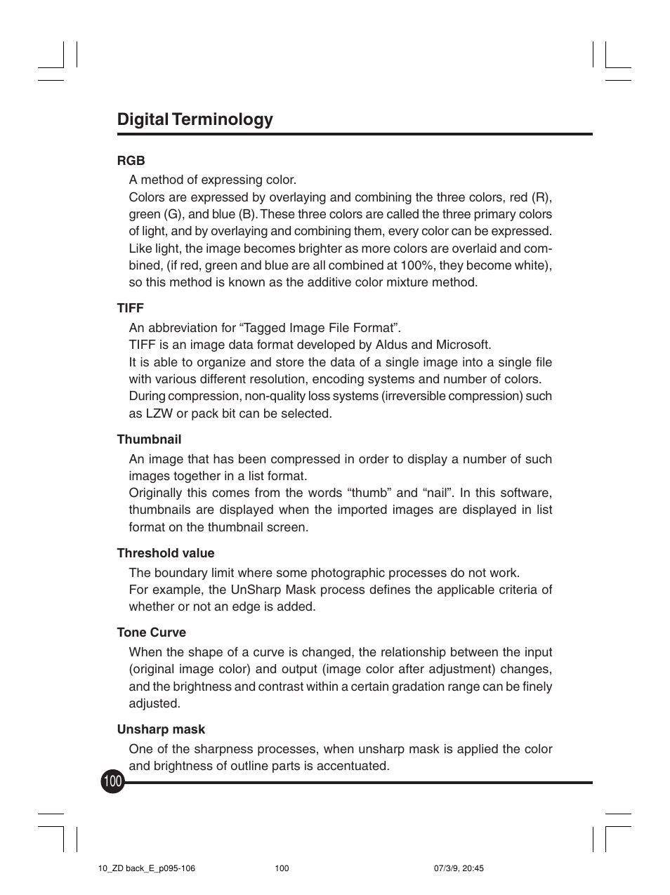Digital terminology | Mamiya Digital Back DCUG1205N01 User Manual | Page 100 / 106