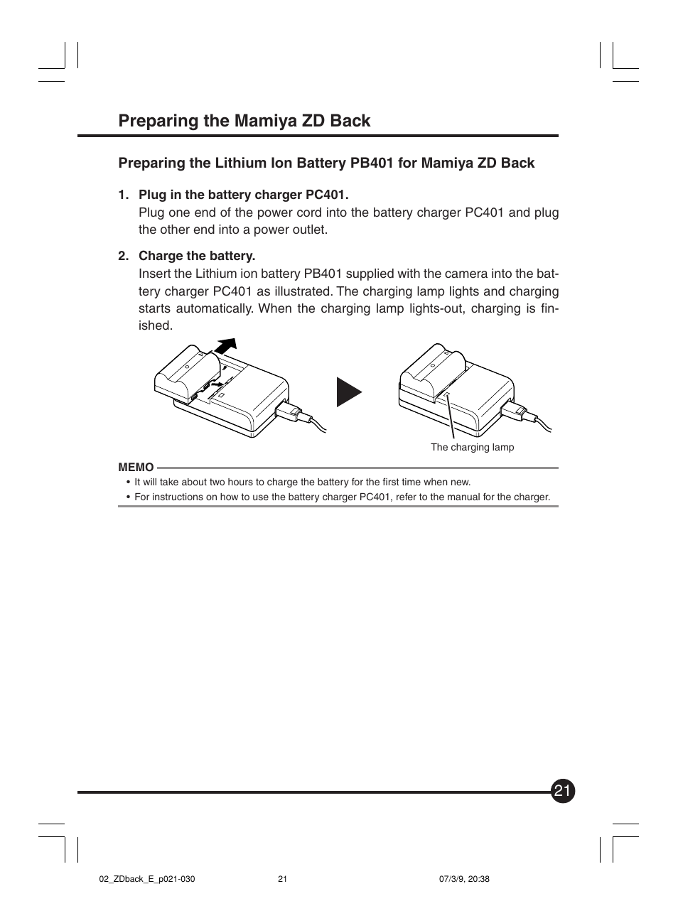 Preparing the mamiya zd back | Mamiya Digital Back DCUG1205N01 User Manual | Page 21 / 106