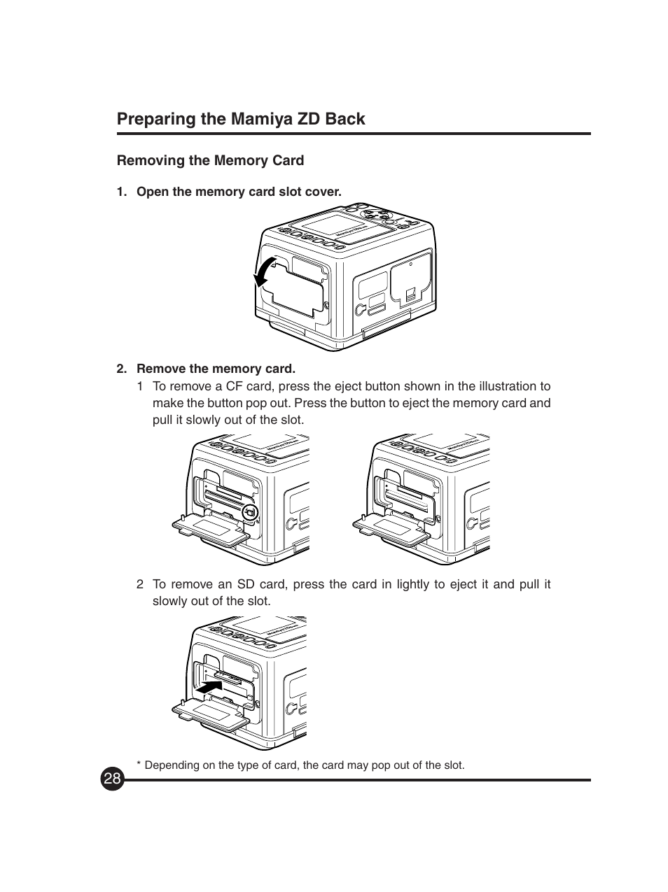 Preparing the mamiya zd back | Mamiya Digital Back DCUG1205N01 User Manual | Page 28 / 106