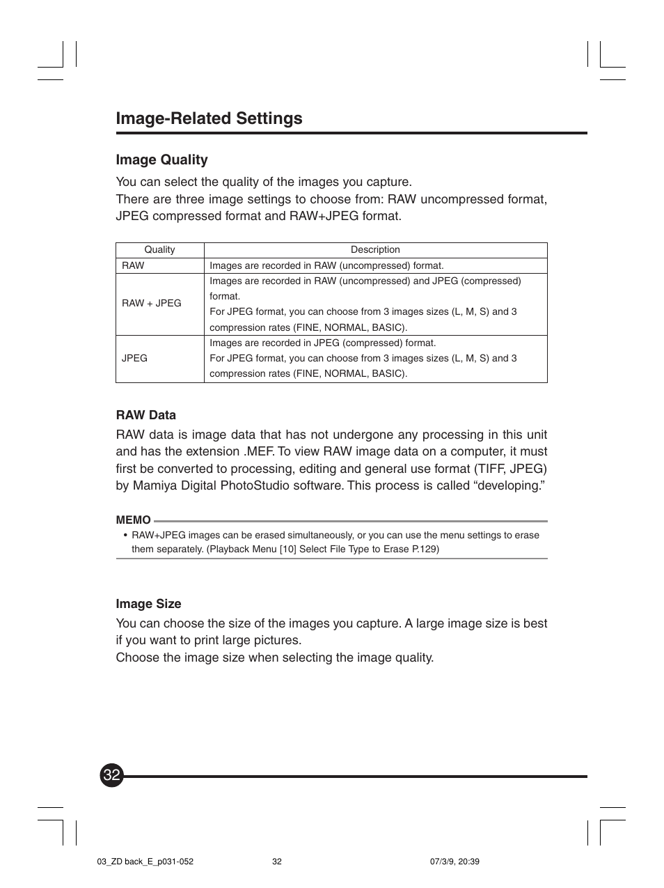 Image-related settings, Image quality | Mamiya Digital Back DCUG1205N01 User Manual | Page 32 / 106