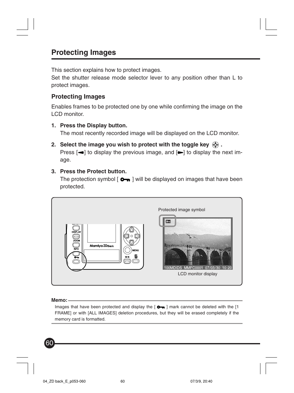 Protecting images | Mamiya Digital Back DCUG1205N01 User Manual | Page 60 / 106