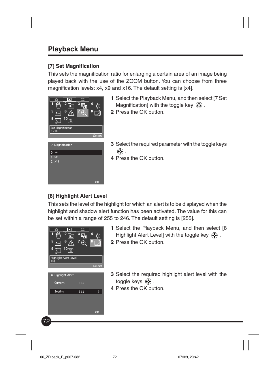 Playback menu | Mamiya Digital Back DCUG1205N01 User Manual | Page 72 / 106