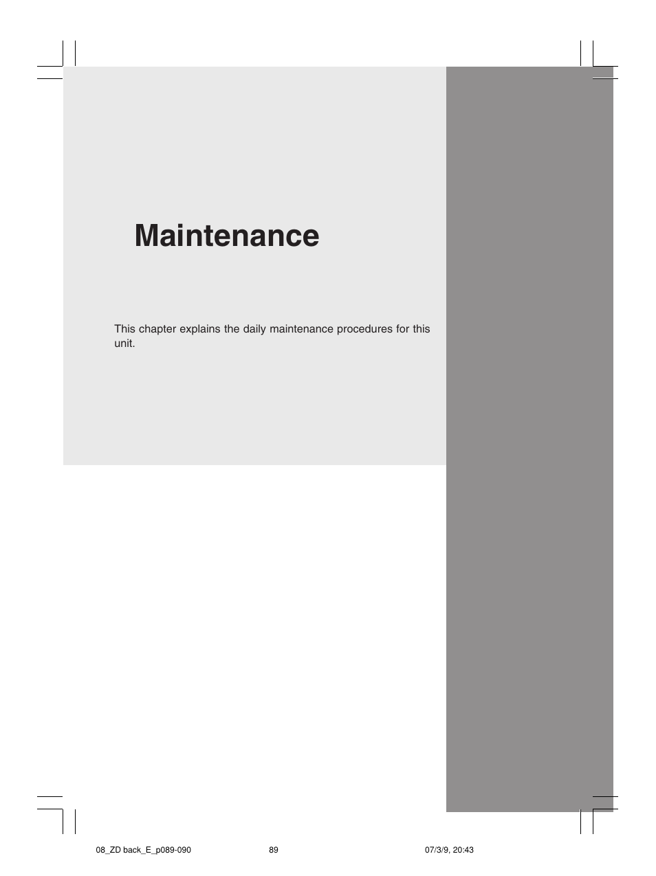 Maintenance | Mamiya Digital Back DCUG1205N01 User Manual | Page 89 / 106