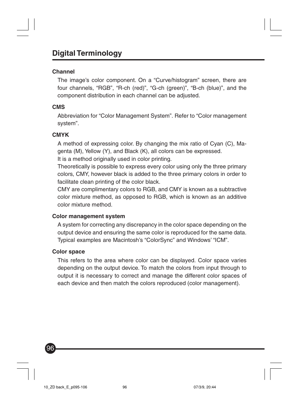 Digital terminology | Mamiya Digital Back DCUG1205N01 User Manual | Page 96 / 106