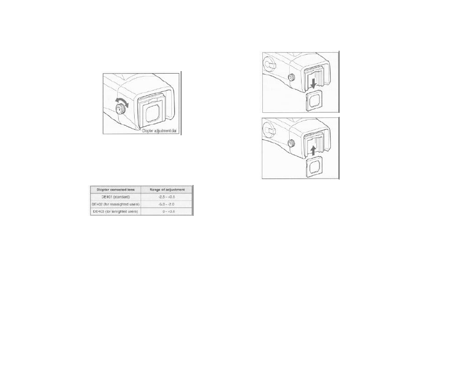 Diopter adjustment, Replacing the diopter corrected lens | Mamiya 645 AF User Manual | Page 8 / 44