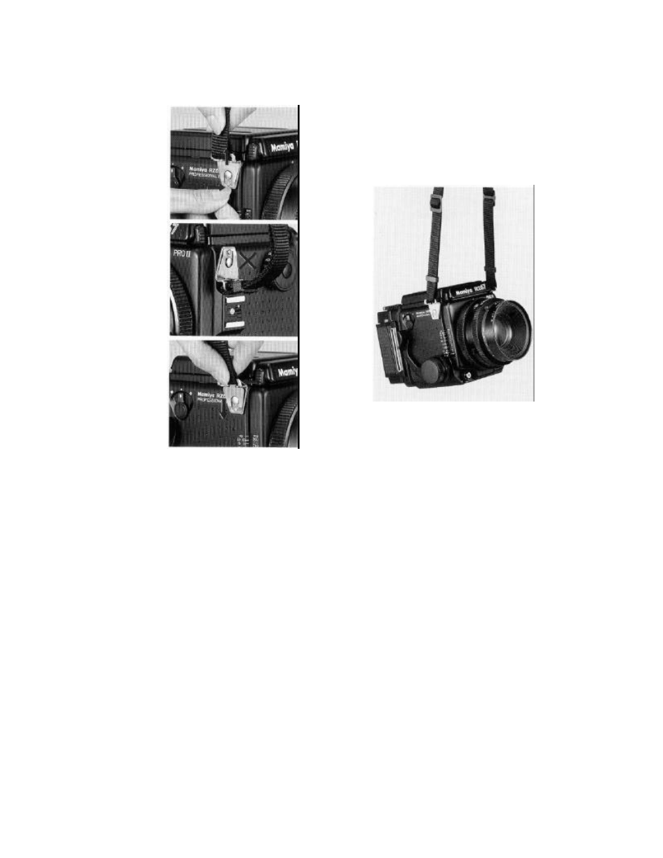 How to use the carrying strap | Mamiya RZ67 PRO II User Manual | Page 40 / 43