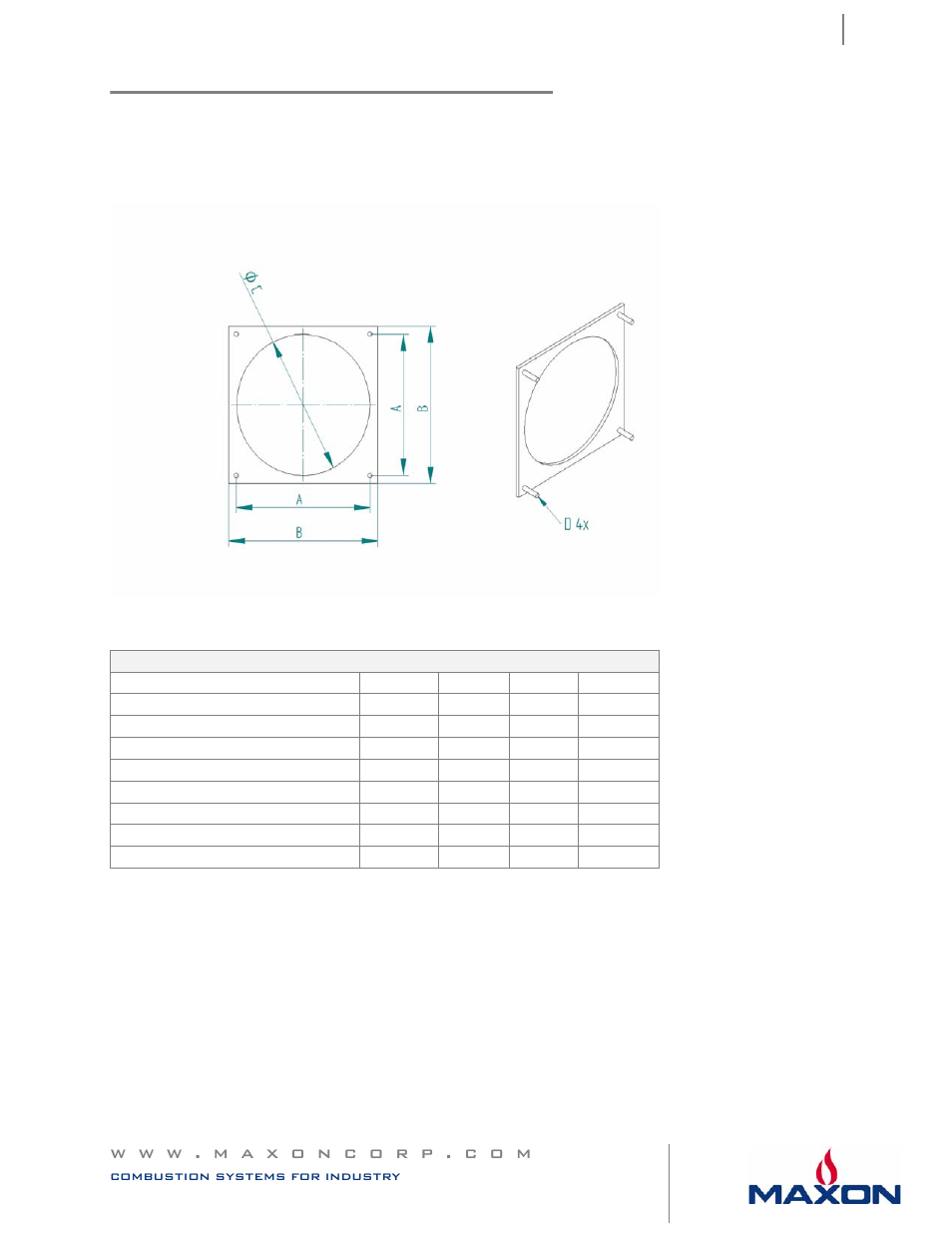 Burner mounting flange | Maxon Telecom INDITHERM 300 User Manual | Page 14 / 17