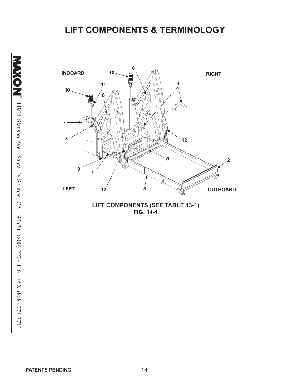 Lift components & terminology | Maxon Telecom WL7-VERS. C User Manual | Page 14 / 61