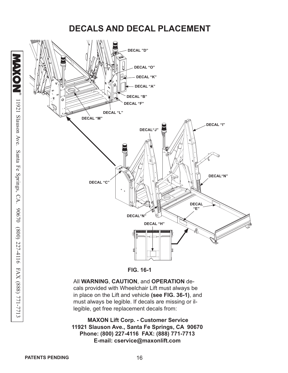 Decals and decal placement | Maxon Telecom WL7-VERS. C User Manual | Page 16 / 61