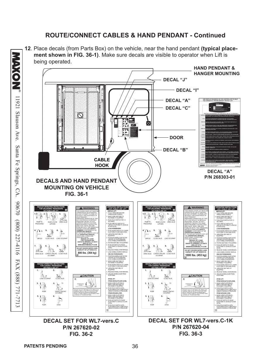 Route/connect cables & hand pendant - continued | Maxon Telecom WL7-VERS. C User Manual | Page 36 / 61