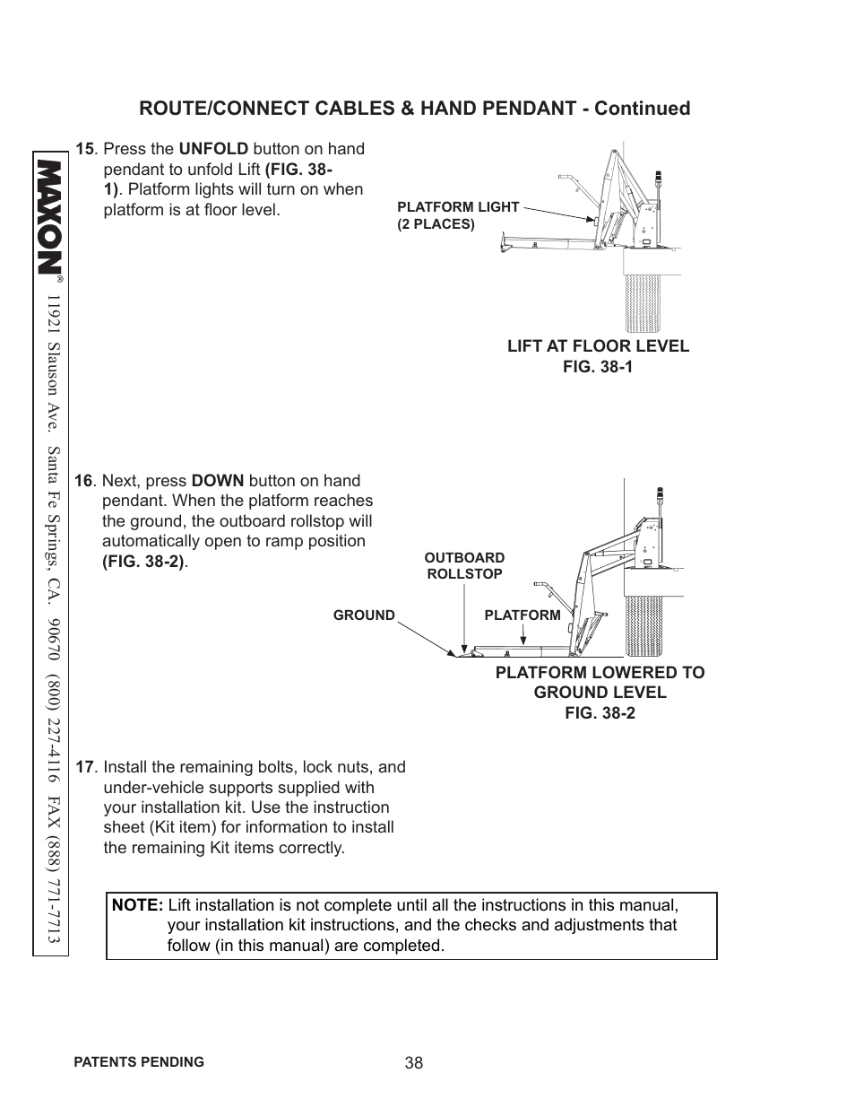 Route/connect cables & hand pendant - continued | Maxon Telecom WL7-VERS. C User Manual | Page 38 / 61