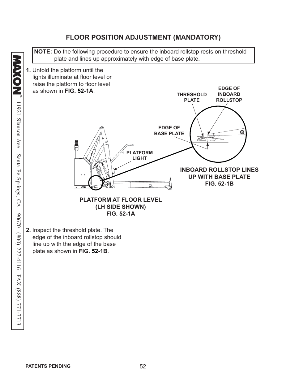 Floor position adjustment (mandatory) | Maxon Telecom WL7-VERS. C User Manual | Page 52 / 61