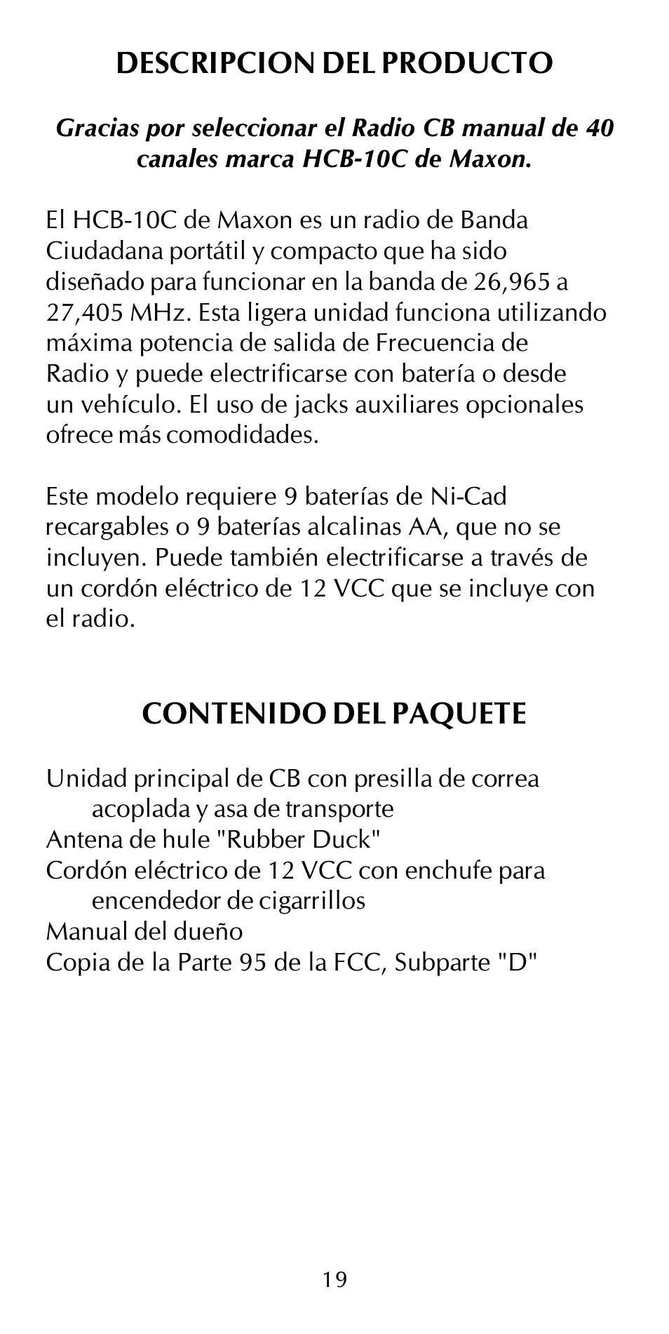Maxon Telecom HCB-10C User Manual | Page 23 / 36