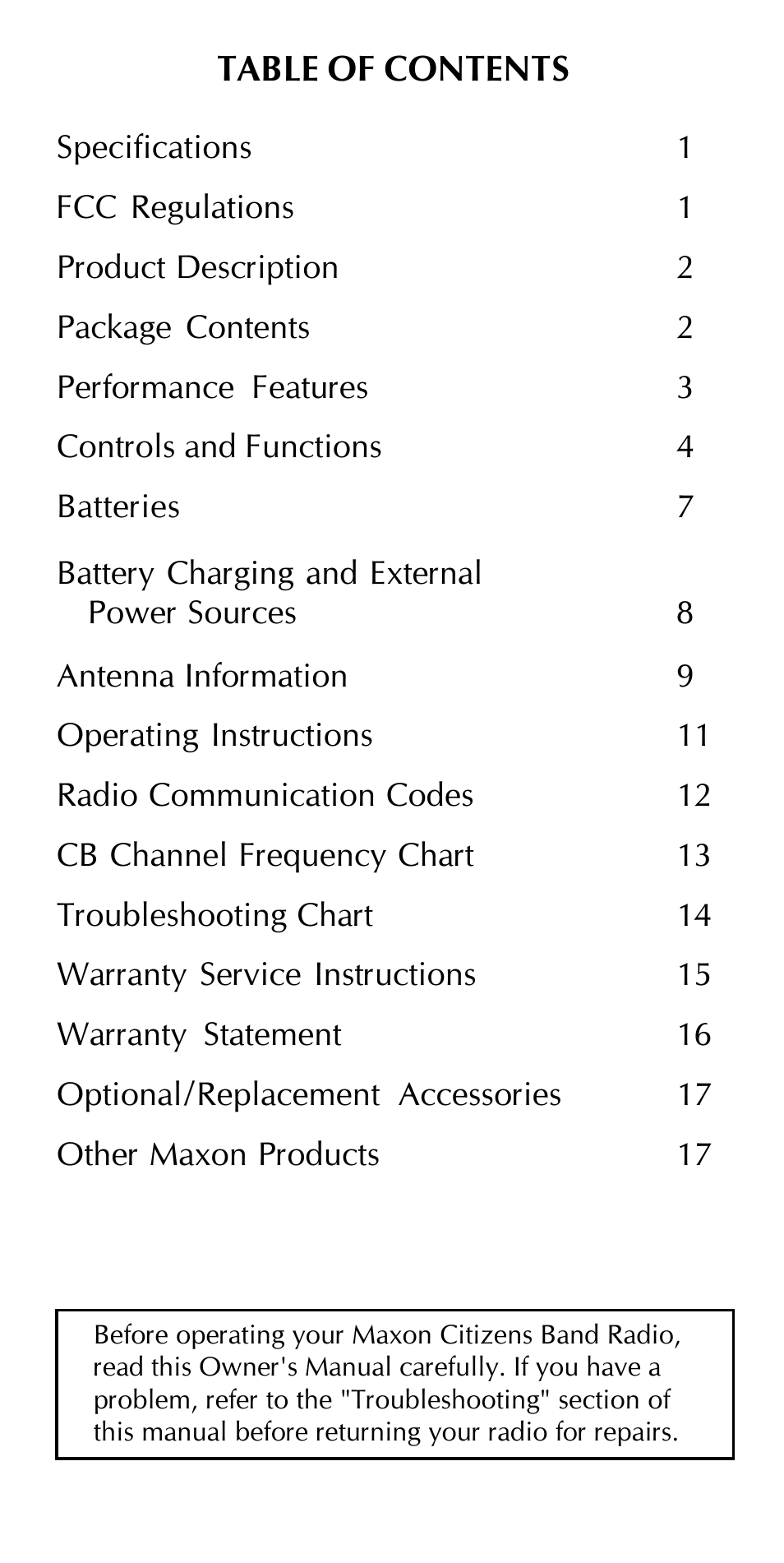 Maxon Telecom HCB-10C User Manual | Page 3 / 36