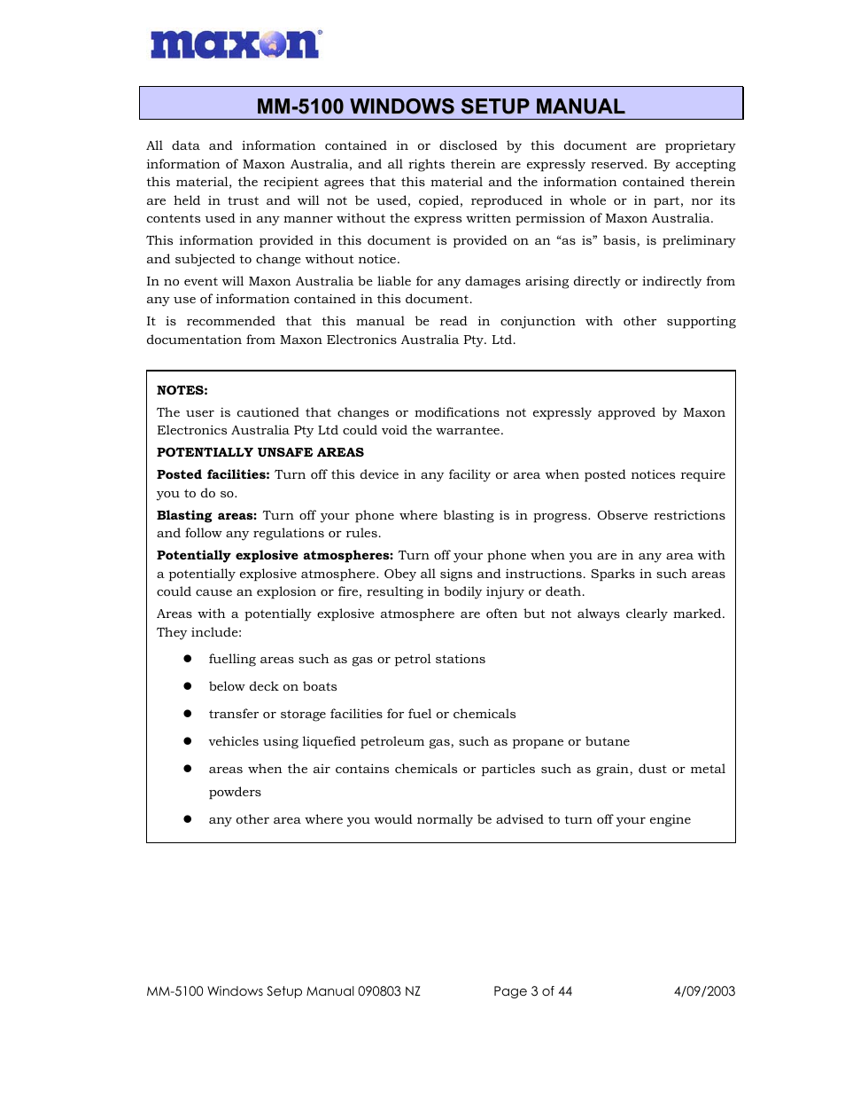Maxon Telecom MM-5100 User Manual | Page 3 / 44