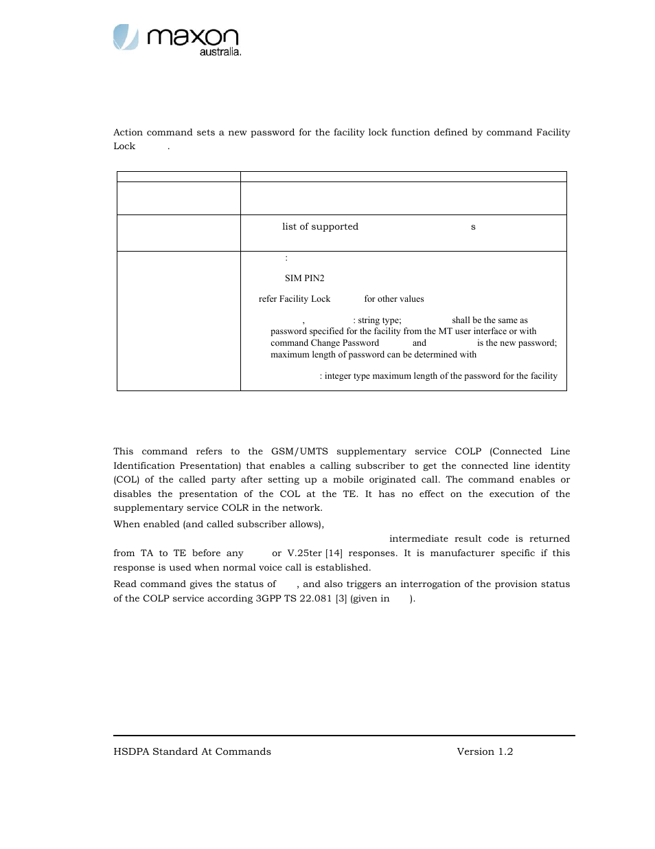 Change password +cpwd, Preferred plmn list +cpol | Maxon Telecom MODMAX MM-6280IND User Manual | Page 30 / 61