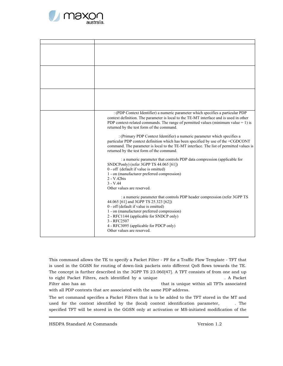 Traffic flow template +cgtft | Maxon Telecom MODMAX MM-6280IND User Manual | Page 41 / 61