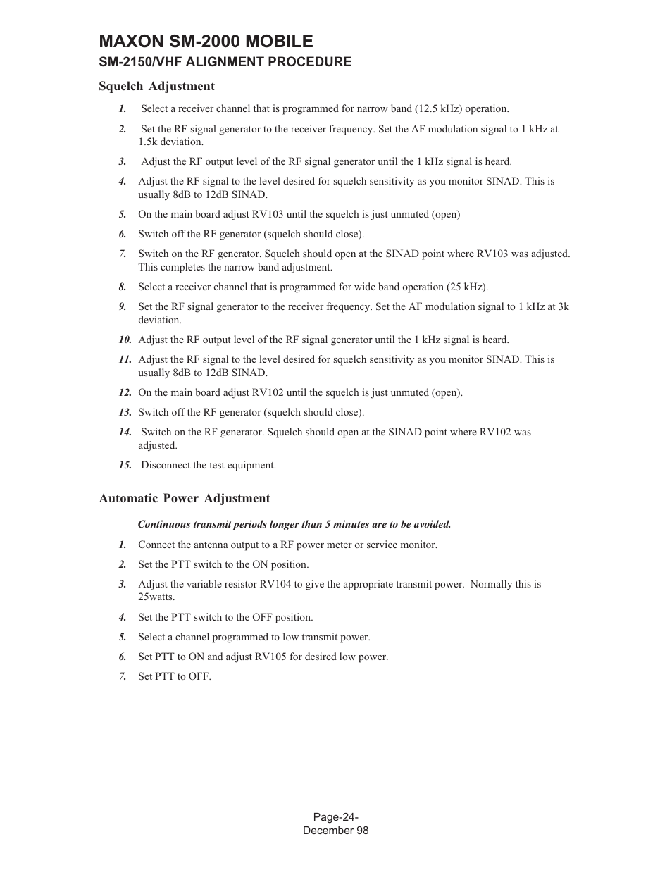 Maxon sm-2000 mobile | Maxon Telecom FM Mobile radio SM-2000 User Manual | Page 28 / 74
