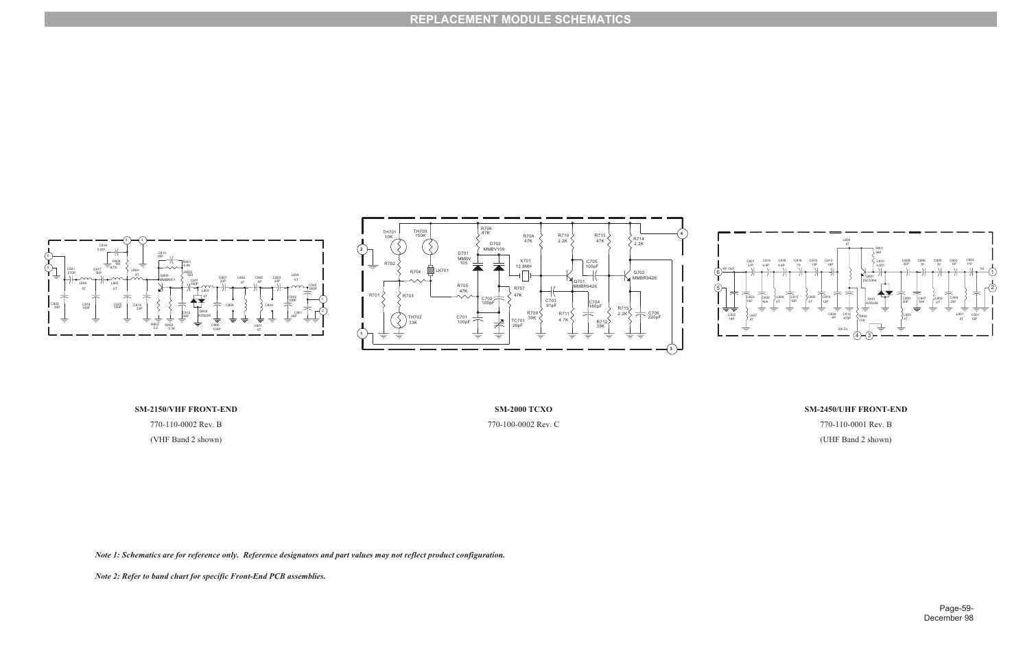 Replacement module schematics, Page-59- december 98 | Maxon Telecom FM Mobile radio SM-2000 User Manual | Page 63 / 74