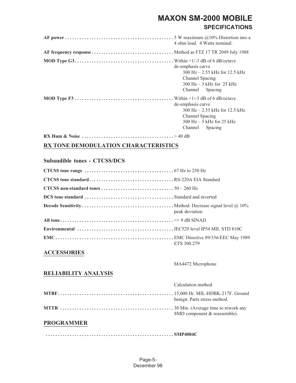 Maxon sm-2000 mobile | Maxon Telecom FM Mobile radio SM-2000 User Manual | Page 9 / 74