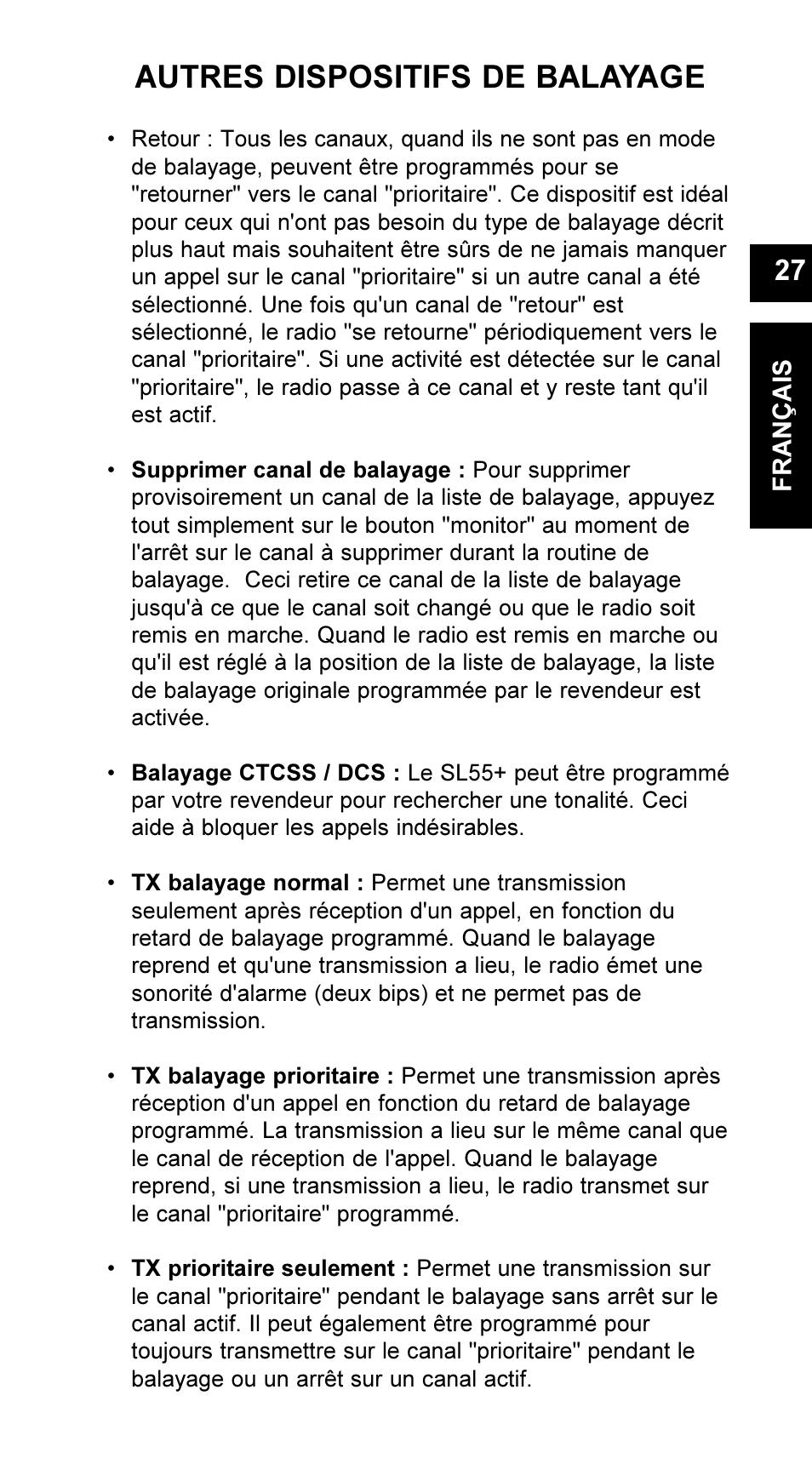 Autres dispositifs de balayage | Maxon Telecom UM-SL55 User Manual | Page 29 / 79