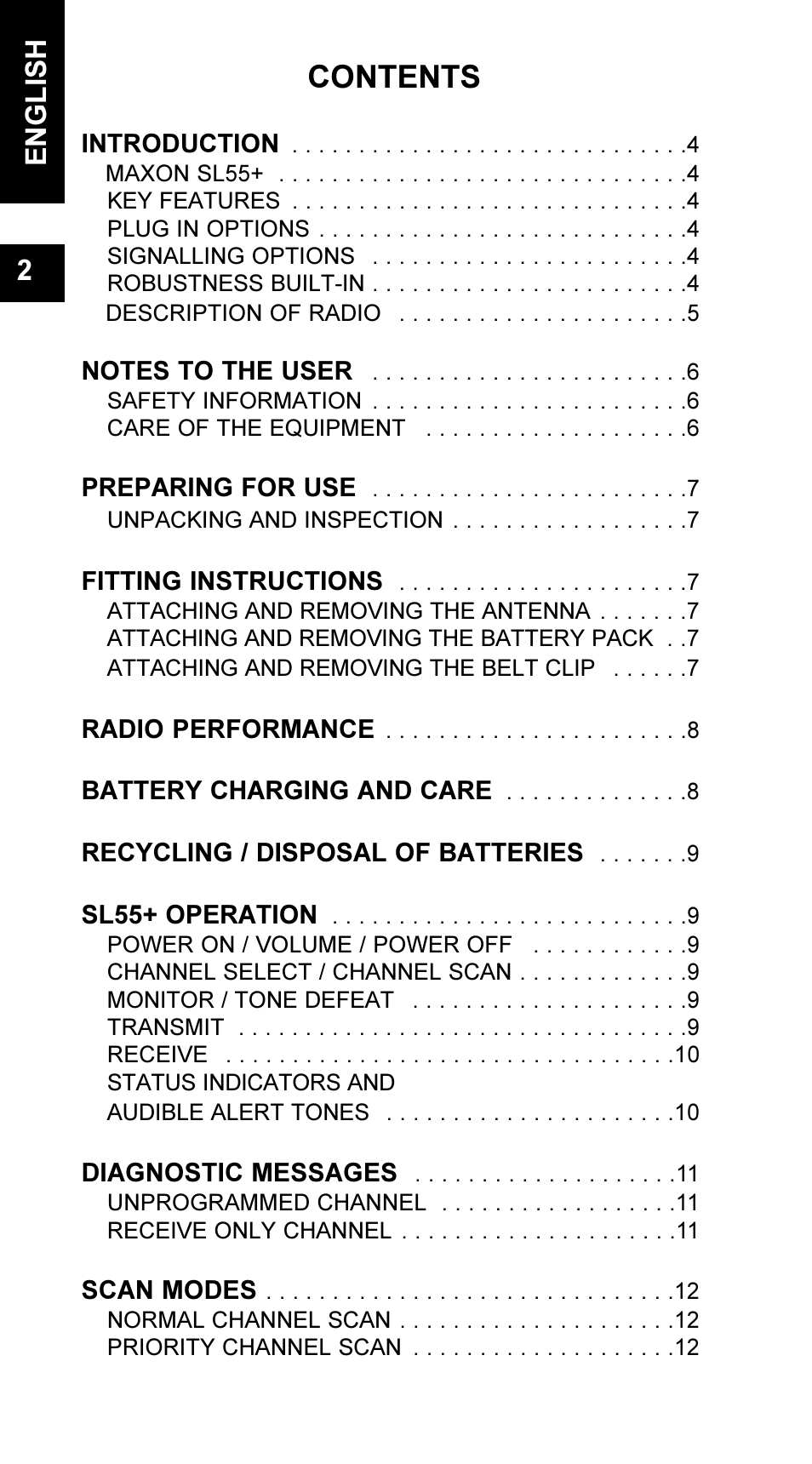 Maxon Telecom UM-SL55 User Manual | Page 4 / 79