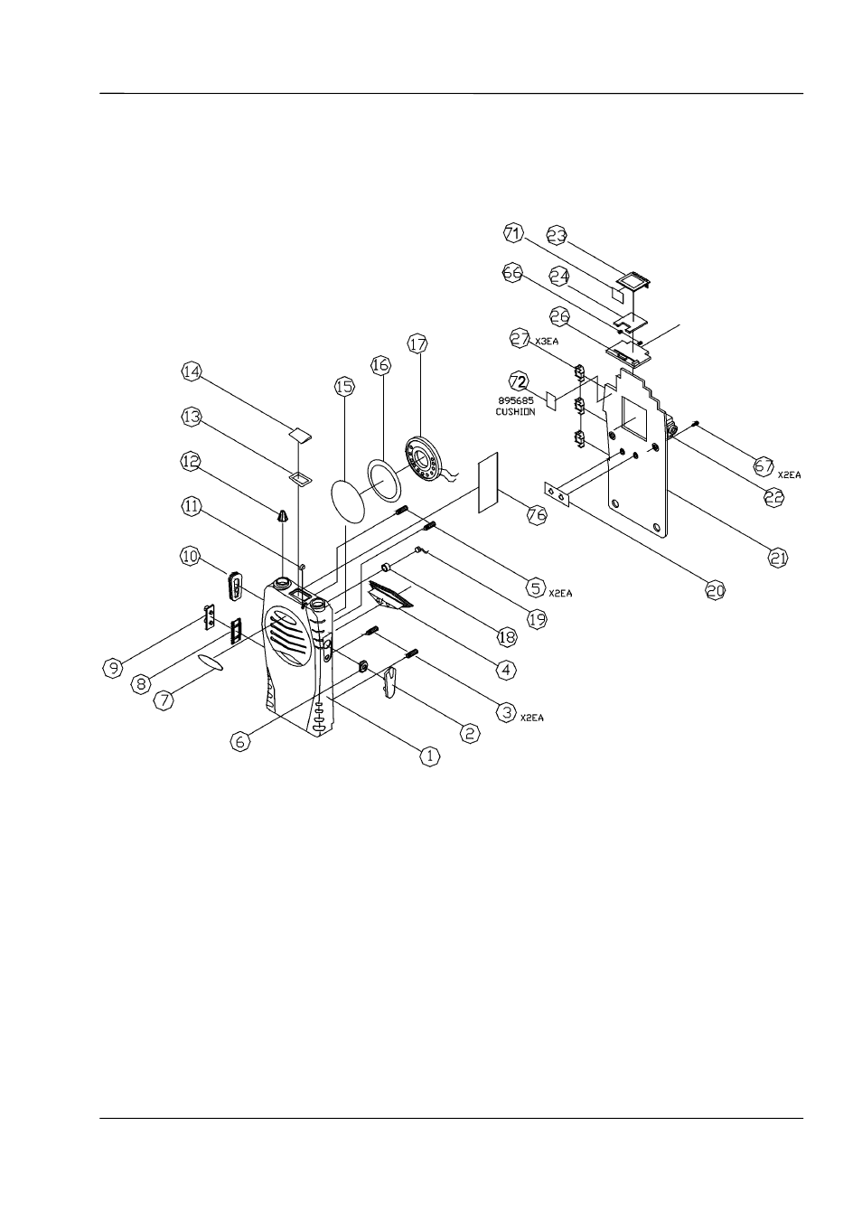 Mechanical parts, Figure 8-1 - exploded mechanical drawing 1 -3, 3 mechanical parts | Maxon Telecom SP210 User Manual | Page 53 / 95
