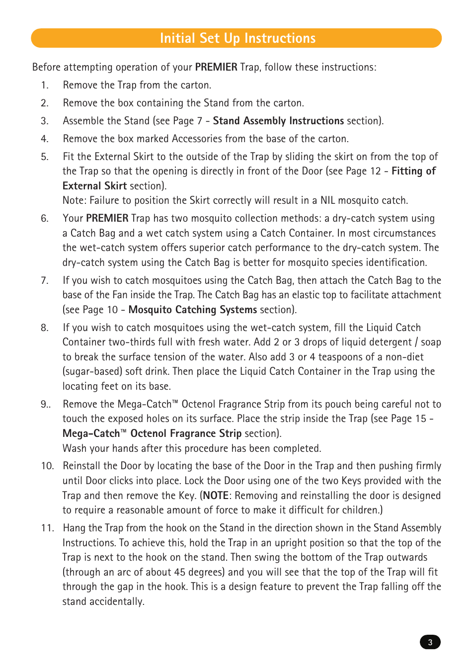 Initial set up instructions | Mega Catch Premier MCP800 User Manual | Page 5 / 26