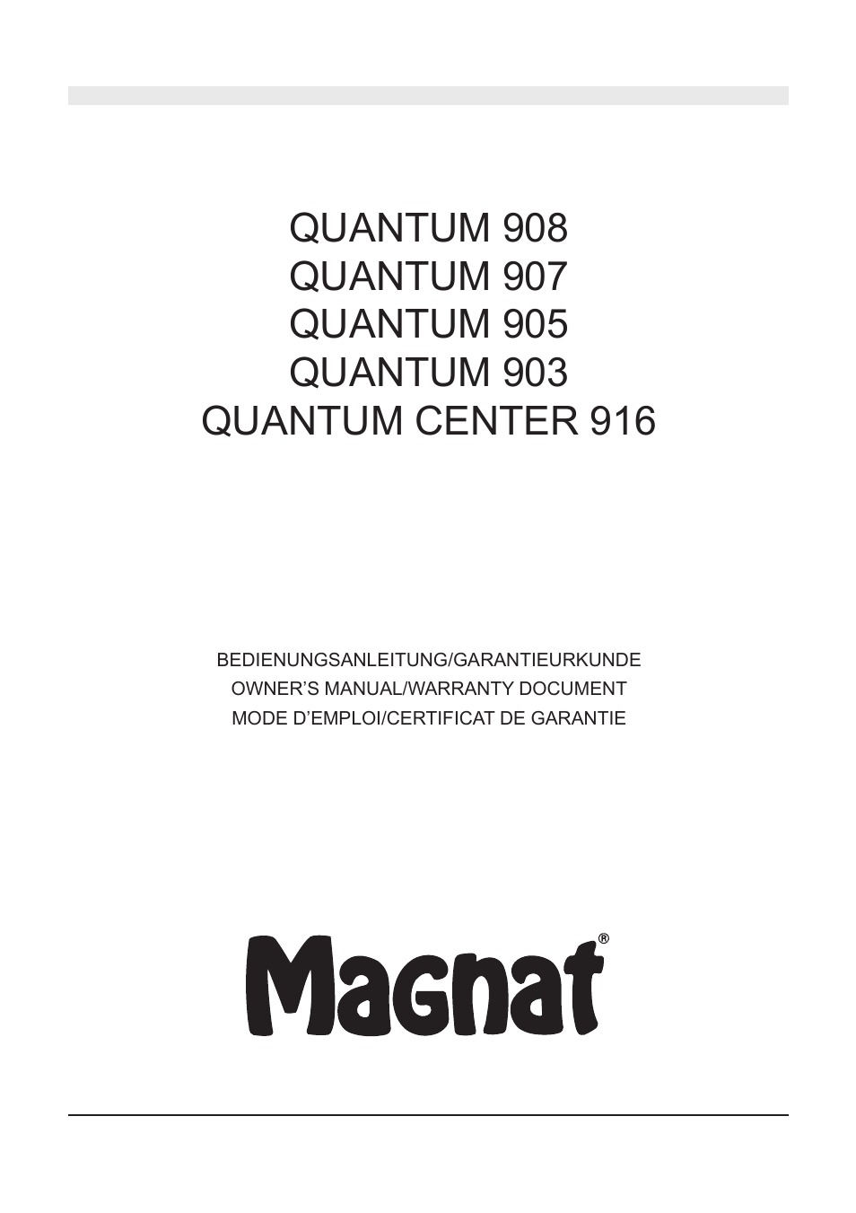 Magnat Audio Quantum Center 916 User Manual | 47 pages