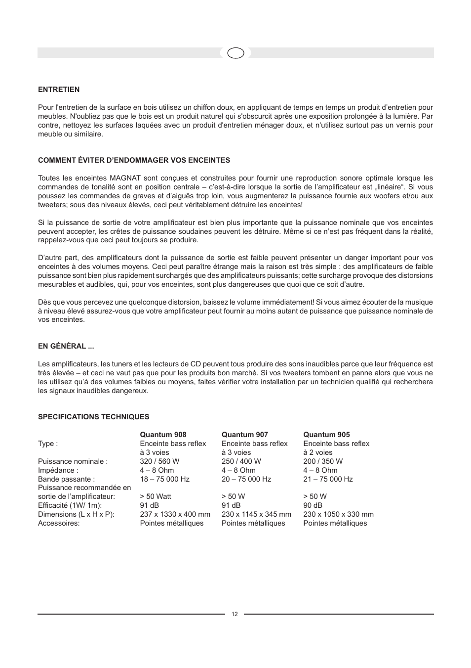 Magnat Audio Quantum Center 916 User Manual | Page 12 / 47