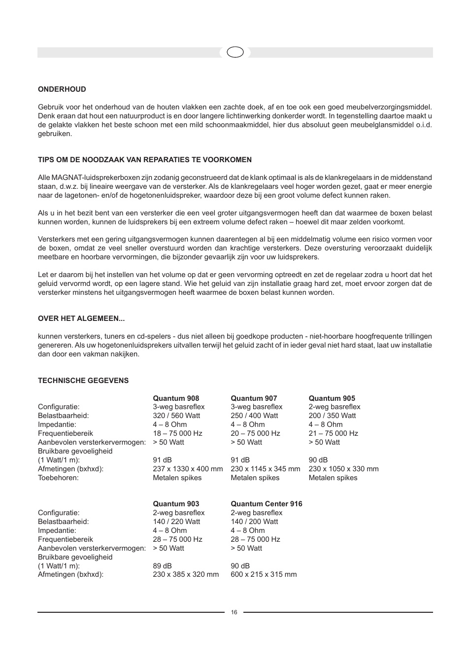 Magnat Audio Quantum Center 916 User Manual | Page 16 / 47