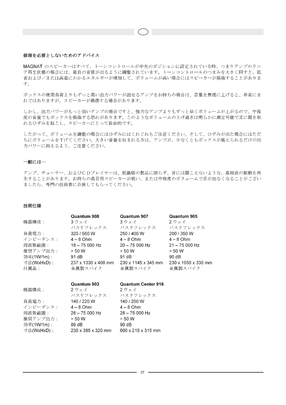 Magnat Audio Quantum Center 916 User Manual | Page 37 / 47