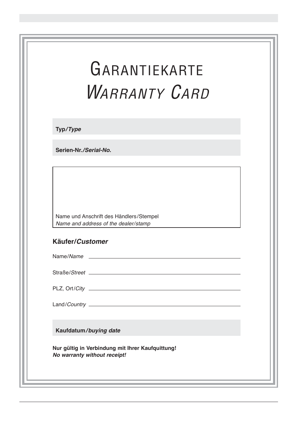Arantiekarte, Arranty | Magnat Audio Xcess 213 User Manual | Page 42 / 43