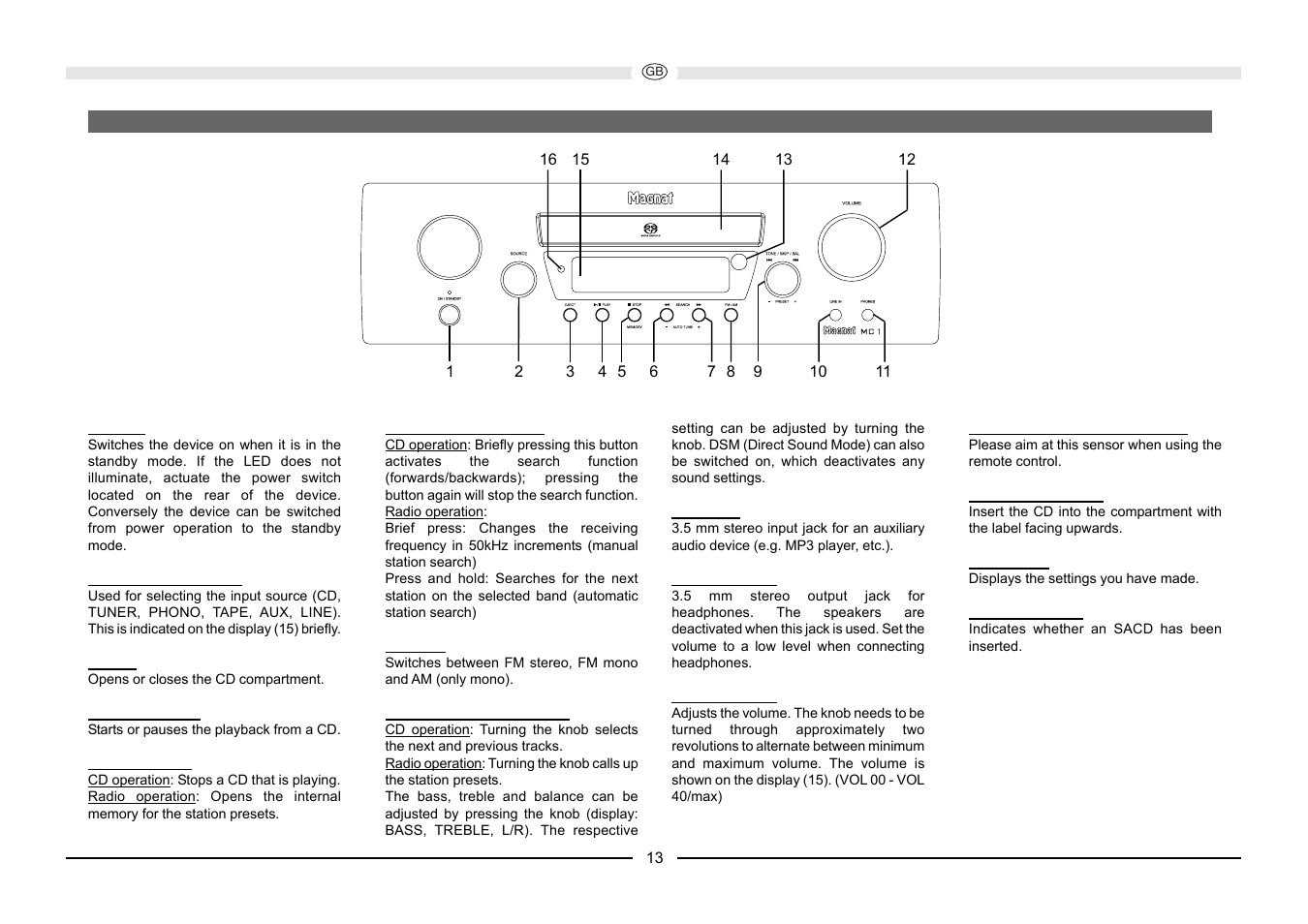 Magnat Audio MC 1 User Manual | Page 13 / 52