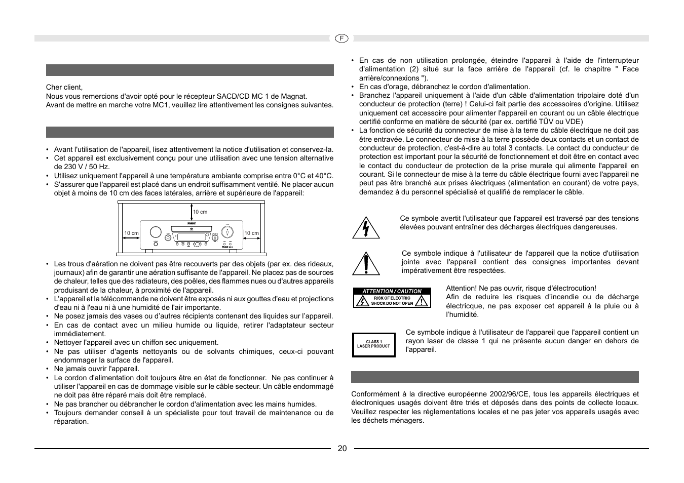 Magnat Audio MC 1 User Manual | Page 20 / 52