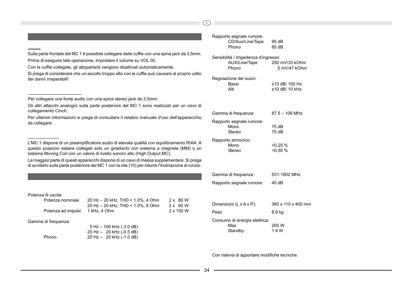 Magnat Audio MC 1 User Manual | Page 34 / 52