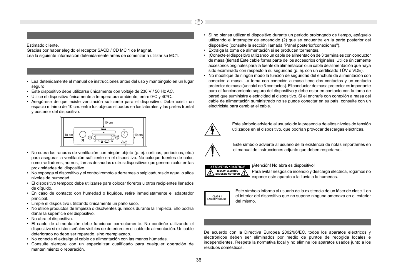Magnat Audio MC 1 User Manual | Page 36 / 52