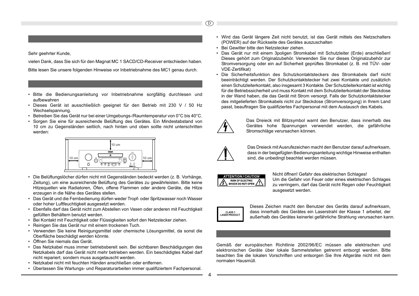 Magnat Audio MC 1 User Manual | Page 4 / 52