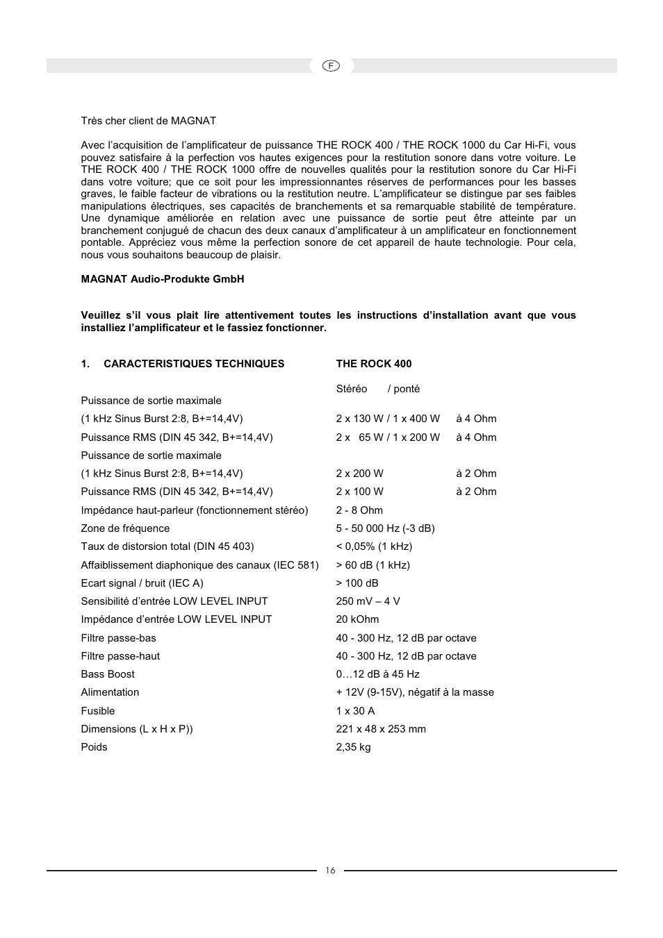Magnat Audio 400 / 1000 User Manual | Page 16 / 72