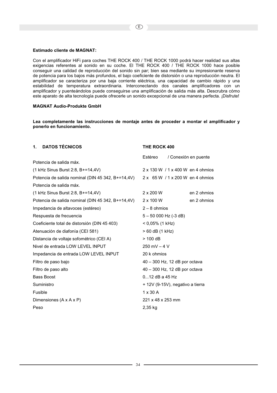 Magnat Audio 400 / 1000 User Manual | Page 34 / 72