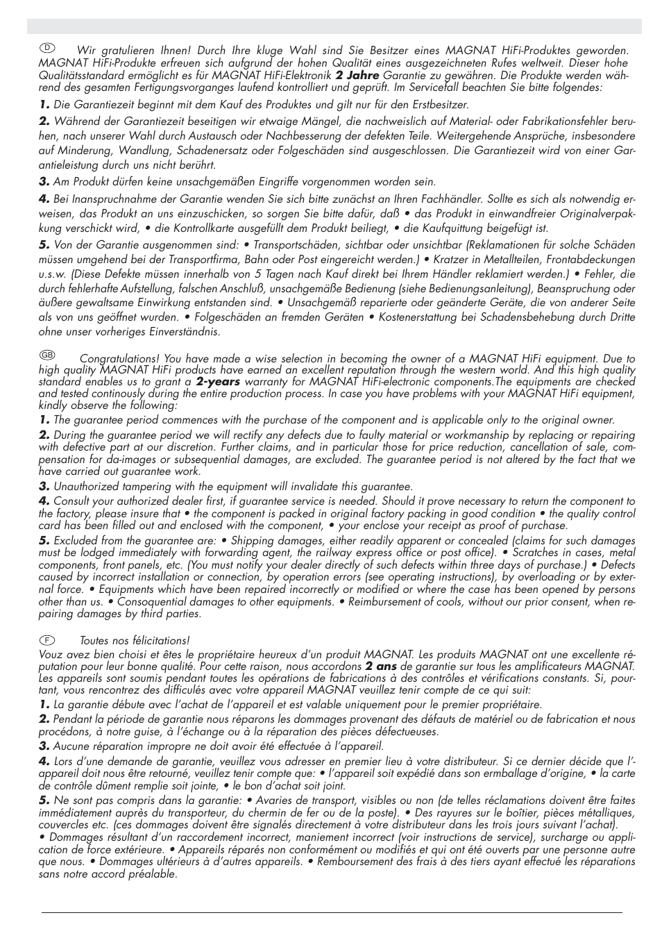 Magnat Audio 400 / 1000 User Manual | Page 70 / 72