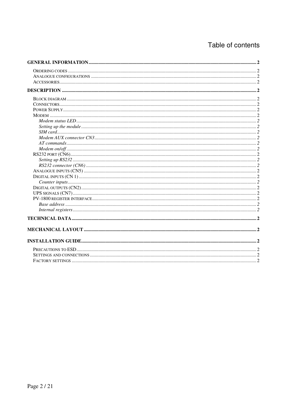 Micro Technic Micronix 1800 Series User Manual | Page 2 / 21
