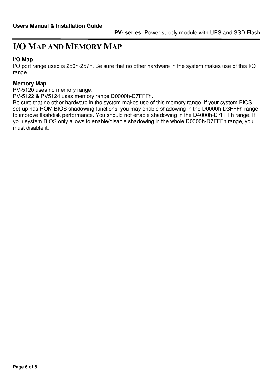 Ap and, Emory | Micro Technic MICRONIX PC/104 PV-5120 User Manual | Page 6 / 8