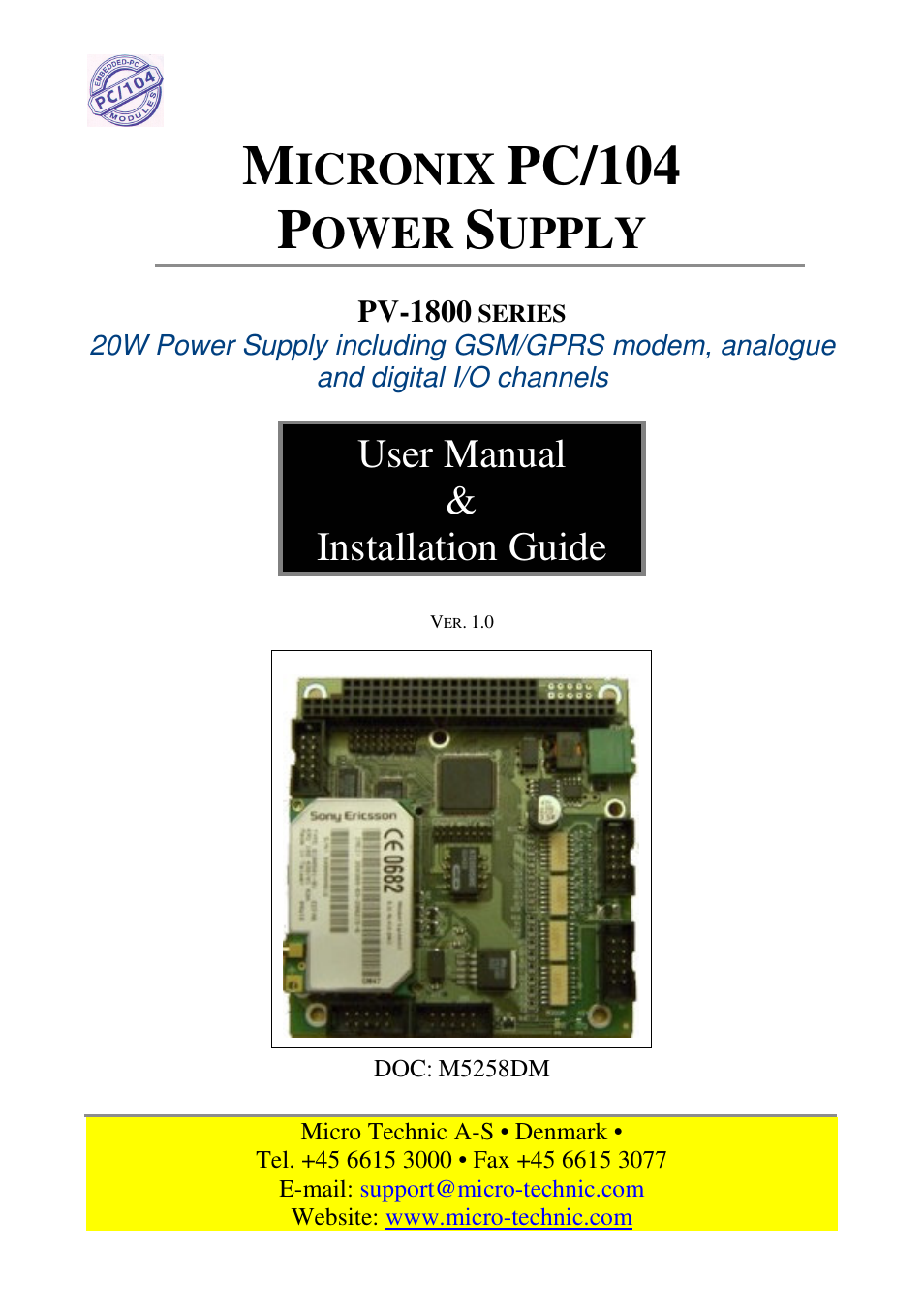 Micro Technic PV-1800 User Manual | 19 pages