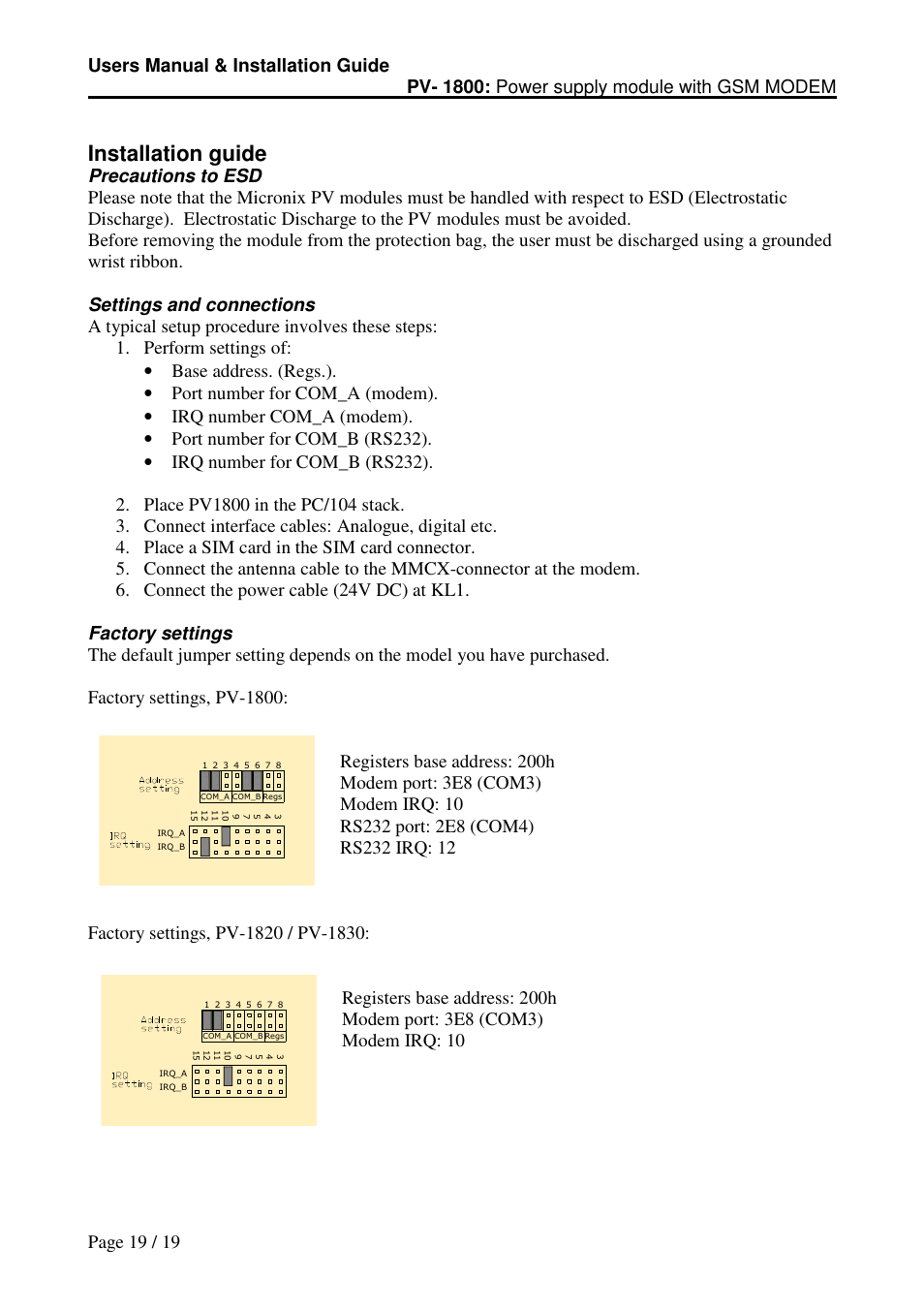 Installation guide | Micro Technic PV-1800 User Manual | Page 19 / 19
