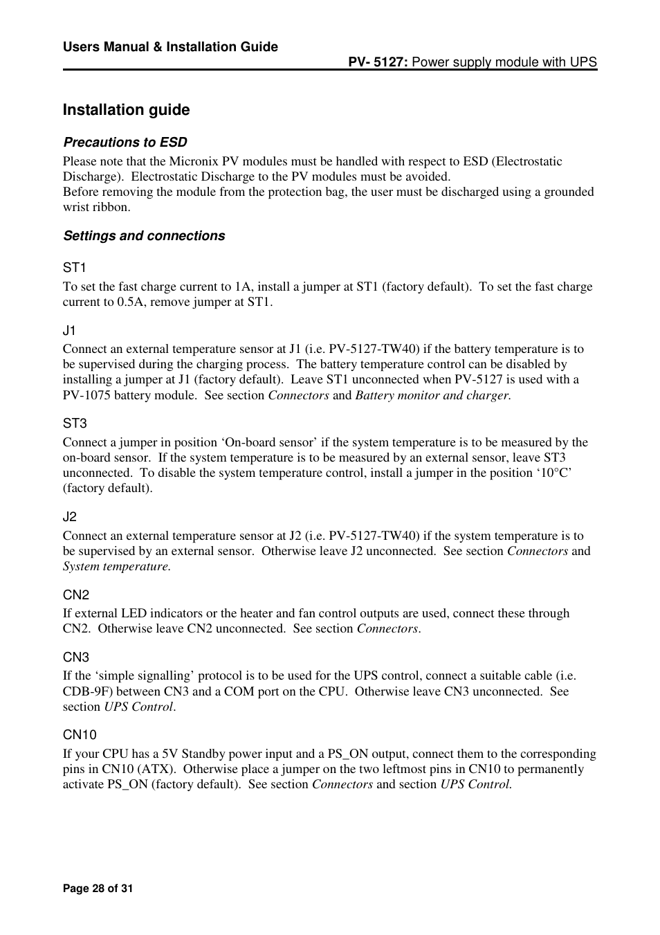 Micro Technic Micronix PV-5127 User Manual | Page 28 / 31
