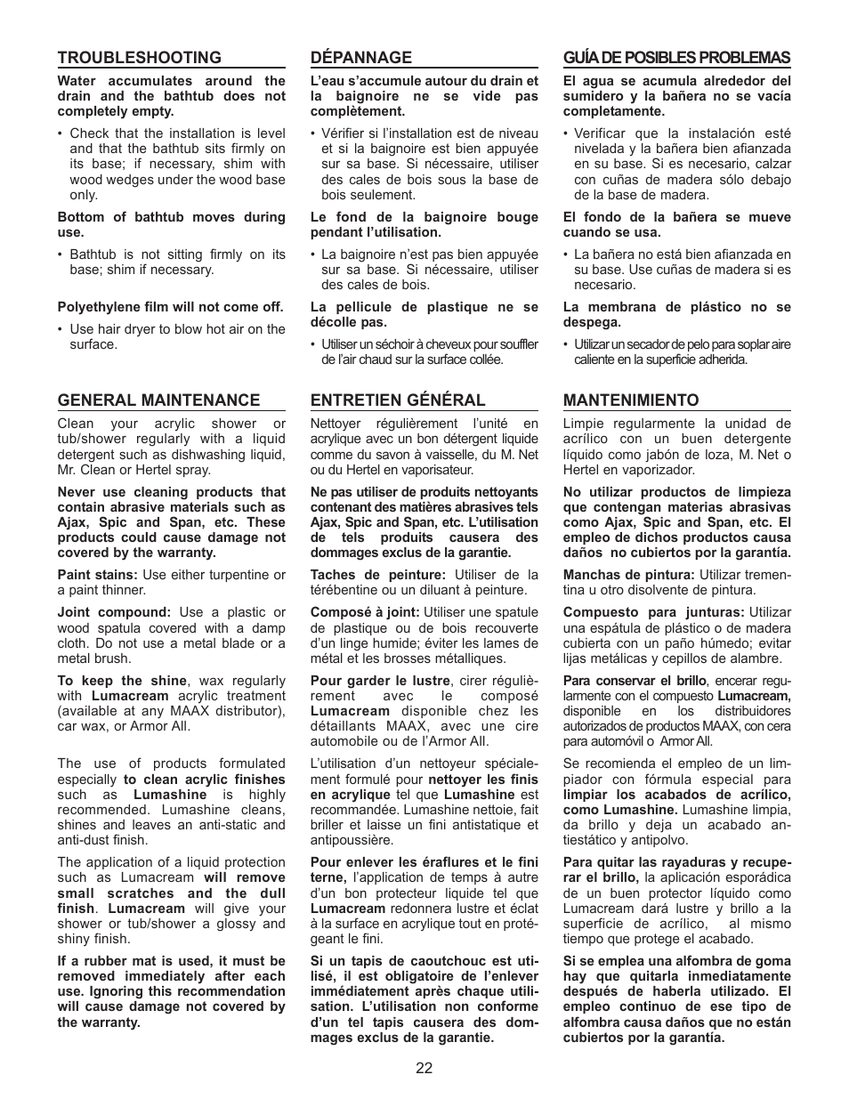 MAAX 10011916 User Manual | Page 24 / 28